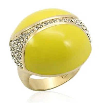 Fashnzfab Gold 925 Sterling Silver Ring With Top Grade Crystal In Clear In Multi