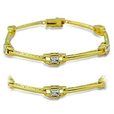 Fashnzfab Gold Brass Bracelet With Aaa Grade Cz In Clear