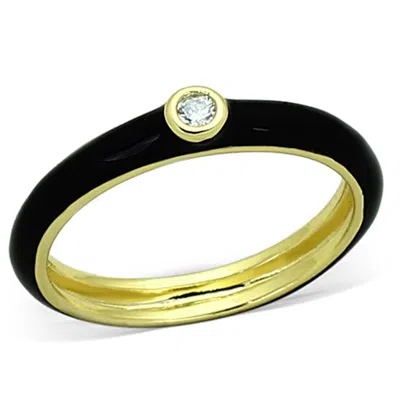 Fashnzfab Gold Brass Ring With Aaa Grade Cz In Clear