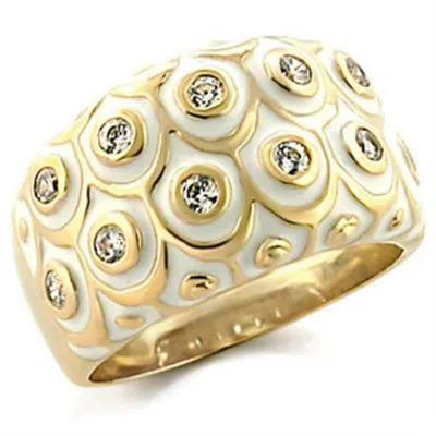 Fashnzfab Gold Brass Ring With Aaa Grade Cz In Clear
