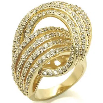 Fashnzfab Gold Brass Ring With Aaa Grade Cz In Clear