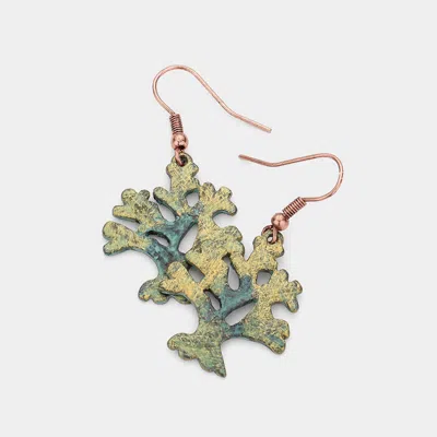 Fashnzfab Gold Detailed Metal Tree Of Life Dangle Earrings In Multi