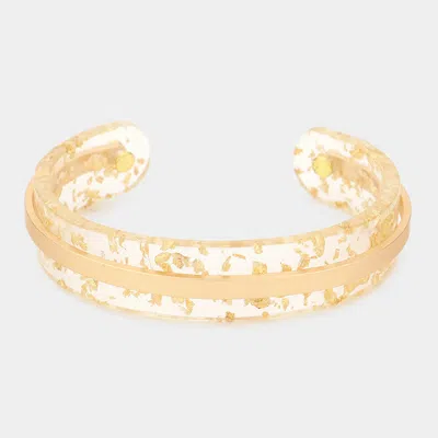 Fashnzfab Gold Detailed Resin Cuff Bracelet Gold