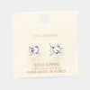 Fashnzfab Gold Dipped 11mm Cubic Zirconia Round Stud Earrings In Multi