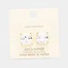 Fashnzfab Gold Dipped 11mm Cubic Zirconia Square Stud Earrings In Multi