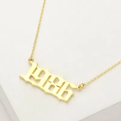 Fashnzfab Gold Dipped 1986 Birth Year Plate Pendant Necklace