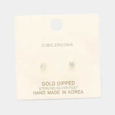Fashnzfab Gold Dipped 3mm Cubic Zirconia Round Stud Earrings In Multi