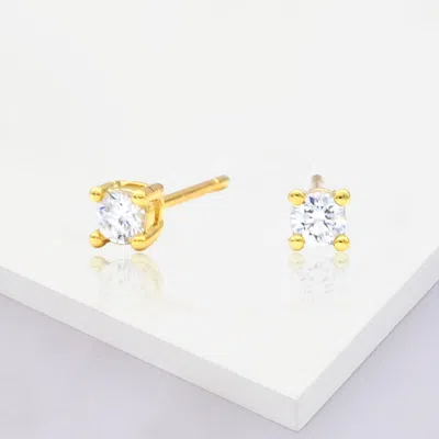 Fashnzfab Gold Dipped 3mm Round Cz Stone Stud Earringsgold