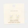 Fashnzfab Gold Dipped 5mm Cubic Zirconia Square Stud Earring In Brown