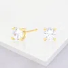 Fashnzfab Gold Dipped 5mm Round Cz Stone Stud Earrings - Gold In Gold