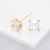 Fashnzfab Gold Dipped 5mm Square Cz Stone Stud Earrings In Gold