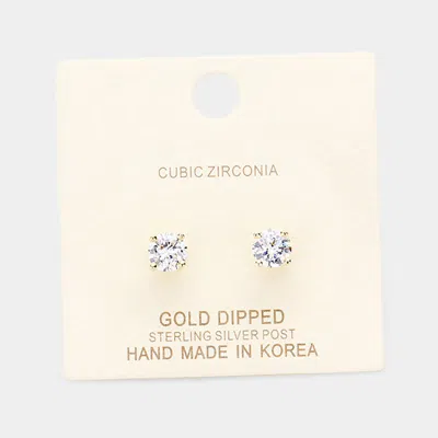 Fashnzfab Gold Dipped 6mm Cubic Zirconia Round Stud Earrings In Multi