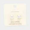 Fashnzfab Gold Dipped 7mm Cubic Zirconia Square Stud Earrings In Gold