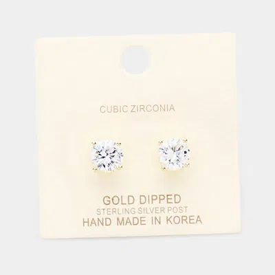 Fashnzfab Gold Dipped 8mm Cubic Zirconia Round Stud Earrings In Multi