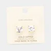 Fashnzfab Gold Dipped 8mm Cubic Zirconia Square Stud Earrings In Multi