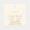 Fashnzfab Gold Dipped 10mm Cubic Zirconia Square Stud Earrings In Gold