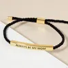 Fashnzfab Gold Dipped Always Be My Mom Message Bar Pointed Rope Adjustable Cinch Pull Tie Bracelet Gold In Black