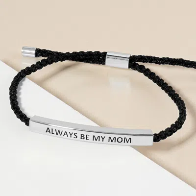 Fashnzfab Gold Dipped Always Be My Mom Message Bar Pointed Rope Adjustable Cinch Pull Tie Bracelet Rhodium In Multi