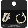 Fashnzfab Gold Dipped Baguette Cz Stone Huggie Hoop Earrings - Gold In Gold