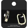 Fashnzfab Gold Dipped Baguette Cz Stone Oval Huggie Hoop Earrings - Gold In Gold