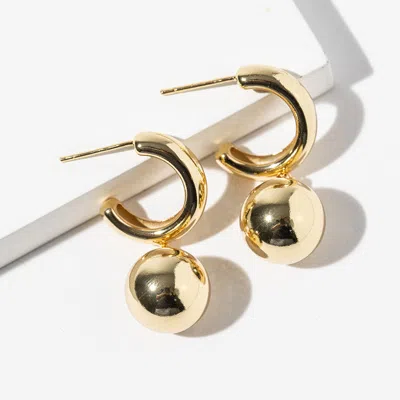 Fashnzfab Gold Dipped Ball Drop Dangle Mini Hoop Earrings