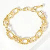 Fashnzfab Gold Dipped Bead Pointed Oval Rope Ring Link Chain Bracelet Gold In Gold
