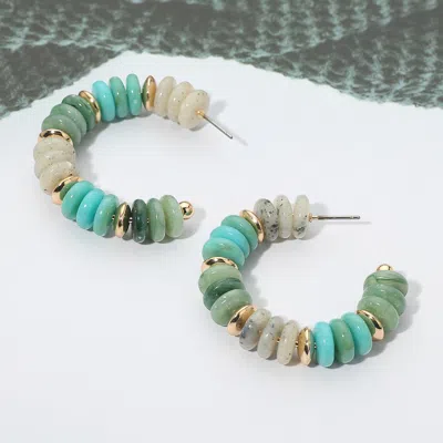 Fashnzfab Gold Dipped Beaded Hoop Earrings In Multi