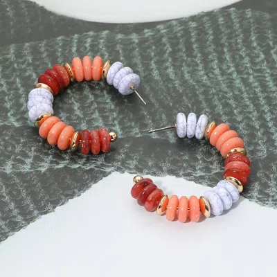 Fashnzfab Gold Dipped Beaded Hoop Earrings In Multi