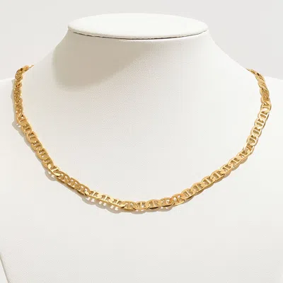 Fashnzfab Gold Dipped Bold Flat Mariner Link Chain Necklace