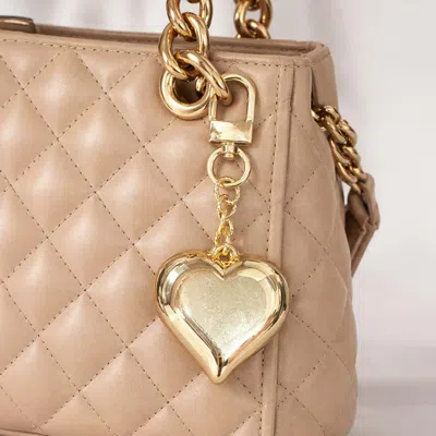 Fashnzfab Gold Dipped Bold Puffy Heart Drop Keychain Bag Charm