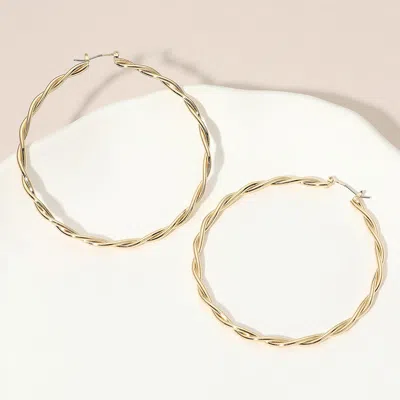 Fashnzfab Gold Dipped Bold Twisted Pin Catch Hoop Earrings In Silver