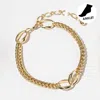 Fashnzfab Gold Dipped Braided Chain Link Anklet In Pattern