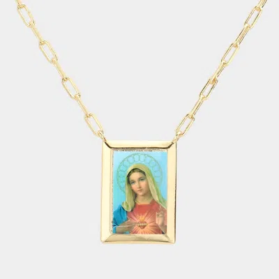 Fashnzfab Gold Dipped Brass Metal Virgin Mary Pendant Necklace