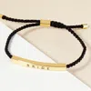 Fashnzfab Gold Dipped Bride Message Bar Pointed Rope Adjustable Cinch Pull Tie Bracelet Gold In Gold