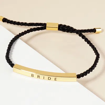 Fashnzfab Gold Dipped Bride Message Bar Pointed Rope Adjustable Cinch Pull Tie Bracelet Gold