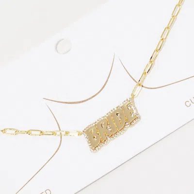 Fashnzfab Gold Dipped Bride Message Pendant Necklace