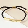 Fashnzfab Gold Dipped Bridesmaid Message Bar Pointed Rope Adjustable Cinch Pull Tie Bracelet Gold In Black