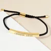 Fashnzfab Gold Dipped Choose Love Message Bar Pointed Rope Adjustable Cinch Pull Tie Bracelet Gold In Gold