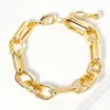 Fashnzfab Gold Dipped Chunky Geometric Chain Bracelet In Gold