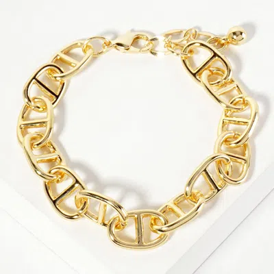 Fashnzfab Gold Dipped Chunky Mariner Link Chain Bracelet Gold