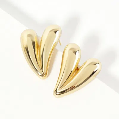Fashnzfab Gold Dipped Chunky Metal Heart Earrings