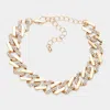 Fashnzfab Gold Dipped Chunky Rhinestone Paved Chain Bracelet Clear, Gold In Gold