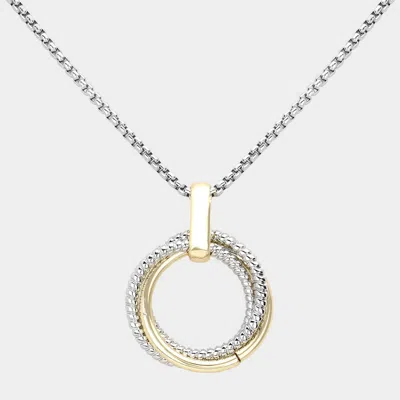 Fashnzfab Gold Dipped Circle Of Love Pendant Necklace - Two Tone In Multi