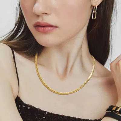 FASHNZFAB GOLD DIPPED CLASSIC HERRINGBONE CHAIN NECKLACE