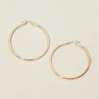 Fashnzfab Gold Dipped Classic Pin Catch Hoop Earrings 2" X 2"
