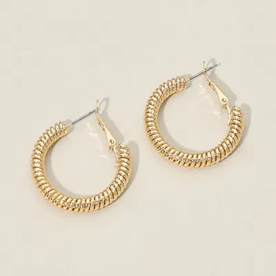 Fashnzfab Gold Dipped Coil-texture Hoop Earrings