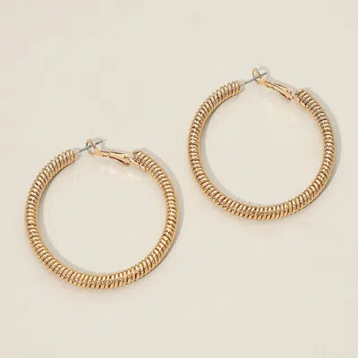 Fashnzfab Gold Dipped Coil-texture Hoop Earrings 2" X 2"