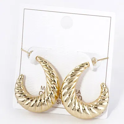 Fashnzfab Metal Croissant Hoop Earrings In Gold