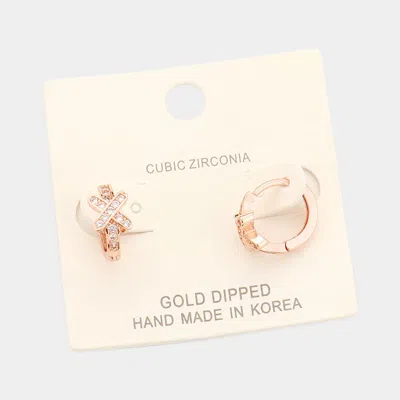 Fashnzfab Gold Dipped Cubic Zirconia Crisecross Huggie Earrings In Multi