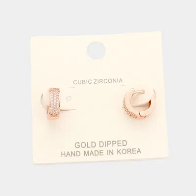 Fashnzfab Gold Dipped Cubic Zirconia Huggie Earrings